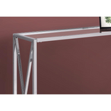 ACCENT TABLE - 42"L / CHROME METAL WITH TEMPERED GLASS