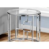 ACCENT TABLE - 23"H / CHROME METAL WITH TEMPERED GLASS