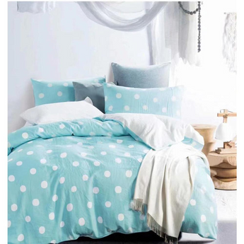 Clara Blue Polka Dot 100% Cotton Double Layer Yarn Comforter Set King