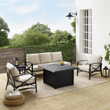 Kaplan 5Pc Outdoor Sofa Set W/Fire Table Oatmeal/Oil Rubbed Bronze