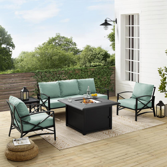 Kaplan 5Pc Outdoor Sofa Set W/Fire Table Mist/Oil Rubbed Bronze