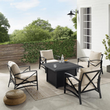 Kaplan 5Pc Outdoor Conversation Set W/Fire Table Oatmeal/Oil Rubbed Bronze - Dante Fire Table & 4 Arm Chairs