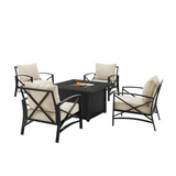 Kaplan 5Pc Outdoor Conversation Set W/Fire Table Oatmeal/Oil Rubbed Bronze - Dante Fire Table & 4 Arm Chairs