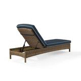Bradenton Outdoor Wicker Chaise Lounge Navy/Weathered Brown