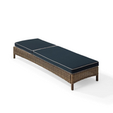 Bradenton Outdoor Wicker Chaise Lounge Navy/Weathered Brown