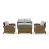 Bradenton 4Pc Outdoor Wicker Conversation Set Gray/Weathered Brown - Loveseat, Coffee Table, And 2 Armchairs