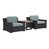 Beaufort 3Pc Outdoor Wicker Chat Set Mist/Brown - 2 Chairs, Side Table