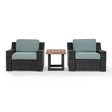 Beaufort 3Pc Outdoor Wicker Chat Set Mist/Brown - 2 Chairs, Side Table