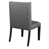 Mia Linen Upholstered Wood Parsons Chairs in Gray with Nailhead Trim (Set of 2)