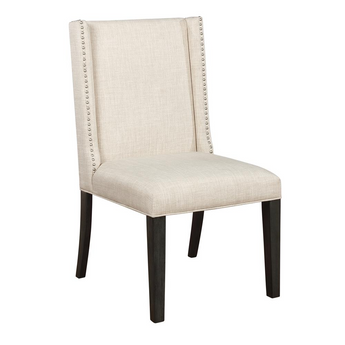 Mia Linen Upholstered Parsons Chairs in Beige (Set of 2)