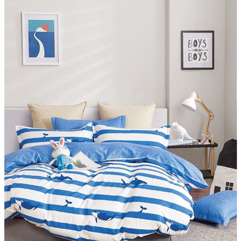 Lennon Kids 100% Cotton Blue Whale Comforter Set Queen/Full