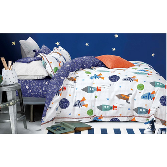 Johanas Rocket Ship Kids 100% Cotton Comforter Set (Twin/Twin XL)