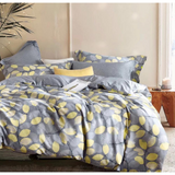 Sistes Gray/Yellow Floral 100% Cotton Reversible Comforter Set (King Size)