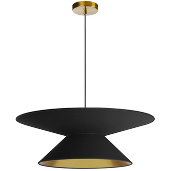 1 Light Incandescent Pendant, Aged Brass w/ Black / Gold Shade     (PAT-241P-AGB-698)