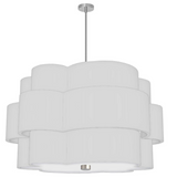 4 Light Incandescent Chandelier, Polished Chrome  with White Shade     (PLX-284C-PC-WH)