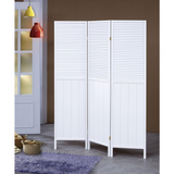 Bahama White Shutter Door 3-Panel Room Divider - White