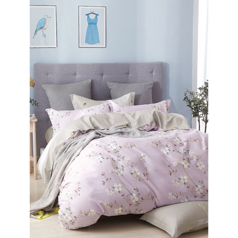 Cynthia Lilac  Floral  100% Cotton Comforter Set Queen/Full