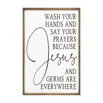 Farmhouse Jesus and Germs Are Everywhere High Gloss Wall Art