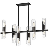 12LT Horiz Chandelier, MB w/ Clear Fluted Glass