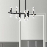 12LT Horiz Chandelier, MB w/ Clear Fluted Glass