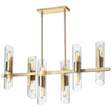 12LT Horiz Chandelier, AGB w/ Clear Fluted Glass