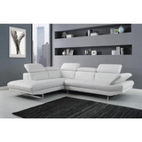 Pandora Sectional, chaise on left when facing, white top grain Italian leather,