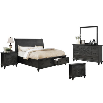 Sleigh 5 Piece Bedroom Set with extra Night Stand, Queen
