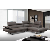 Pandora Sectional, chaise on right when facing, dark gray top grain Italian leather,