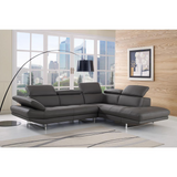Pandora Sectional, chaise on right when facing, dark gray top grain Italian leather,