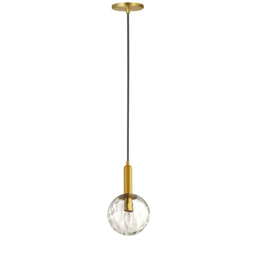1 Light Incandescent Pendant, Aged Brass with Clear Hammered Glass    (TAR-61P-AGB-CL)