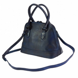 Italian Artisan Womens Handcrafted Bowling Genuine Vintage Cow Leather Handbag Made In Italy
