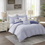 Coastal Farmhouse 100% Cotton 8Pcs Comforter Set w/Braided Cording