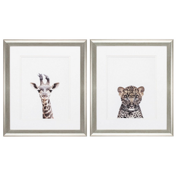 Giraffe Leopard Wall Art, Pack Of 2
