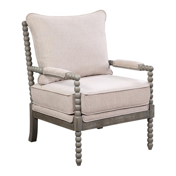 Abbott Chair in Linen Fabric with Brushed Grey Base