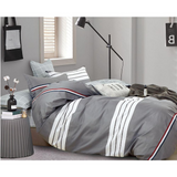 Kevin Gray/White Striped 100% Cotton  Comforter Set King