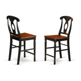 Kenley  Counter  Height  Stools  With  Wood  Seat  In  Black  and  Cherry  Finish,  Set  of  2