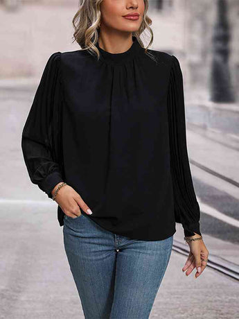 Round Neck Puff Sleeve Blouse