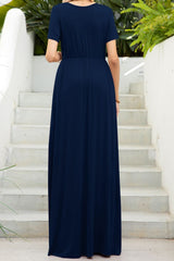 Ivana Round Neck Maxi Tee Dress with Pockets