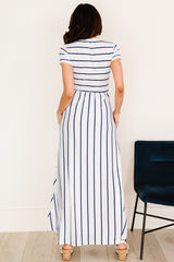 Hidi Striped Short Sleeve Crewneck Maxi Dress