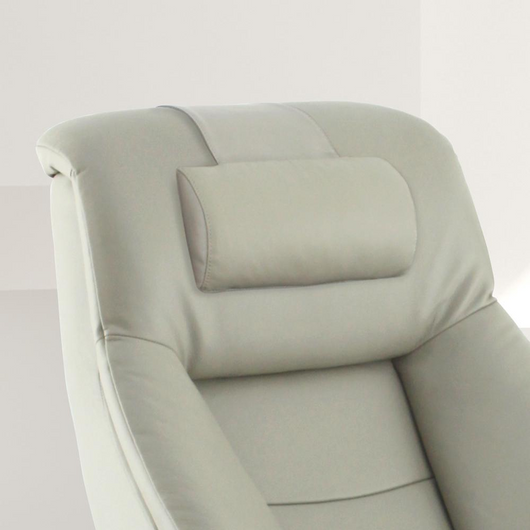 Relax-R™ Montreal Recliner and Ottoman with Pillow in Putty Top Grain Leather