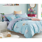 Lillian Blue/Yellow 100% Cotton Reversible Comforter Set Queen