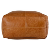 Cheyenne Genuine Leather 24" Square Brown Pouf