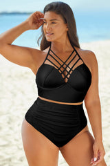 Bella Halter Neck Crisscross Ruched Two-Piece Swimsuit