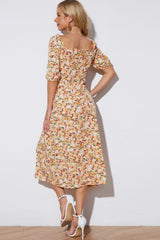 Layla Floral Tied Square Neck Split Dress