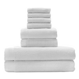 Bamboo Luxury Towels, White, Set of 4 Washcloths, 2 Hand Towels and 2 Bath Towels