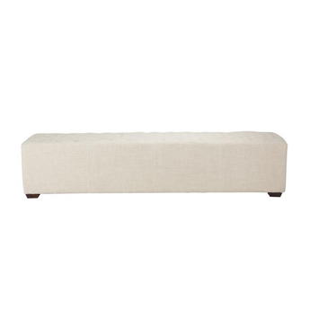 Arabella 78-Inch Long Beige Linen Bench with Diamond Stitched Detailing