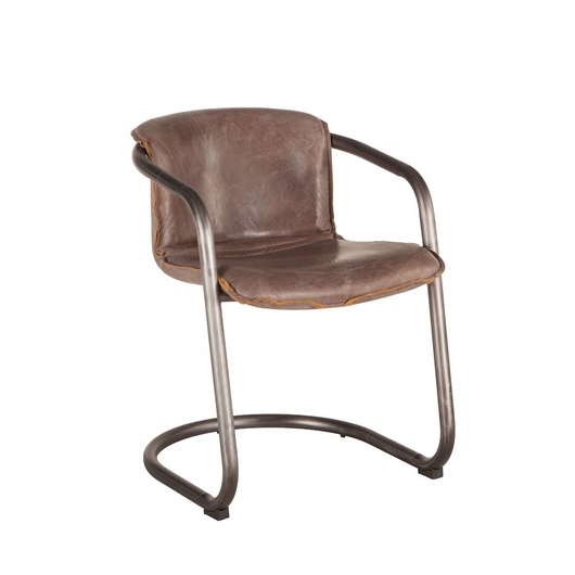 Chiavari Distressed Jet Brown Leather Dining Chairs, Set of 2