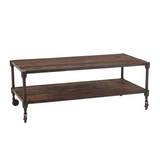 Paxton 48-Inch Reclaimed Teak Coffee Table with Gray Zinc Wheels