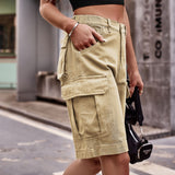 Denim Cargo Shorts with Pockets