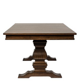 Armand 7 Pc Trestle Table Set - Trestle Table 6 Linen Dining Chairs Antique Brownstone Finish